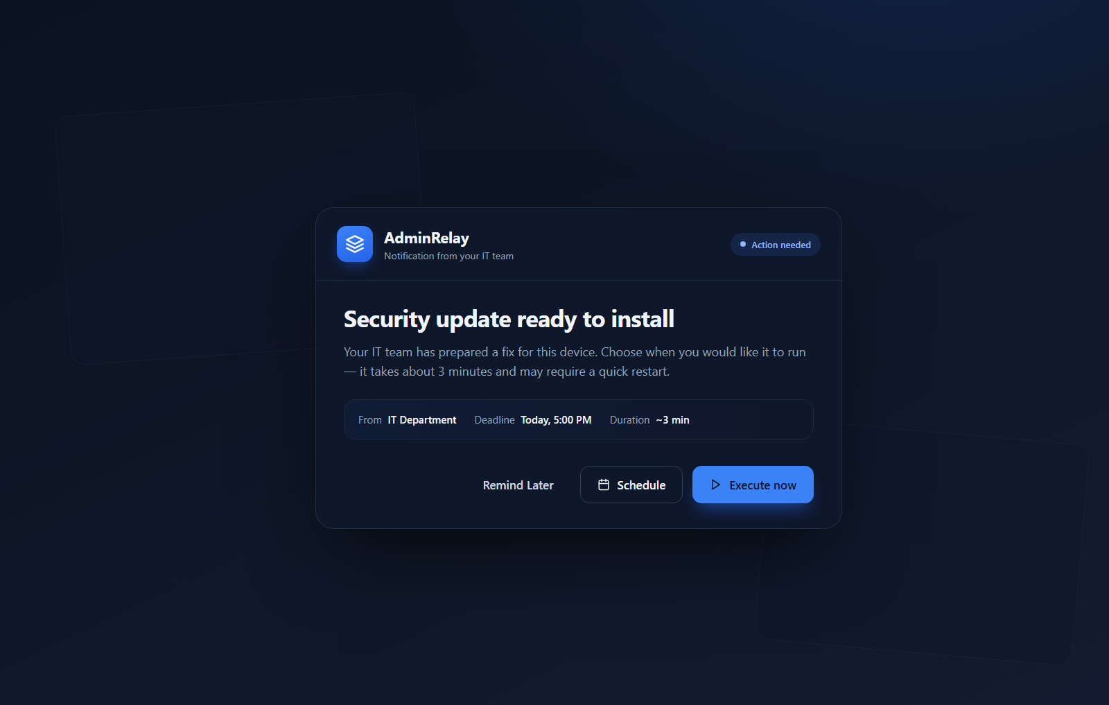 The AdminRelay confirmation prompt