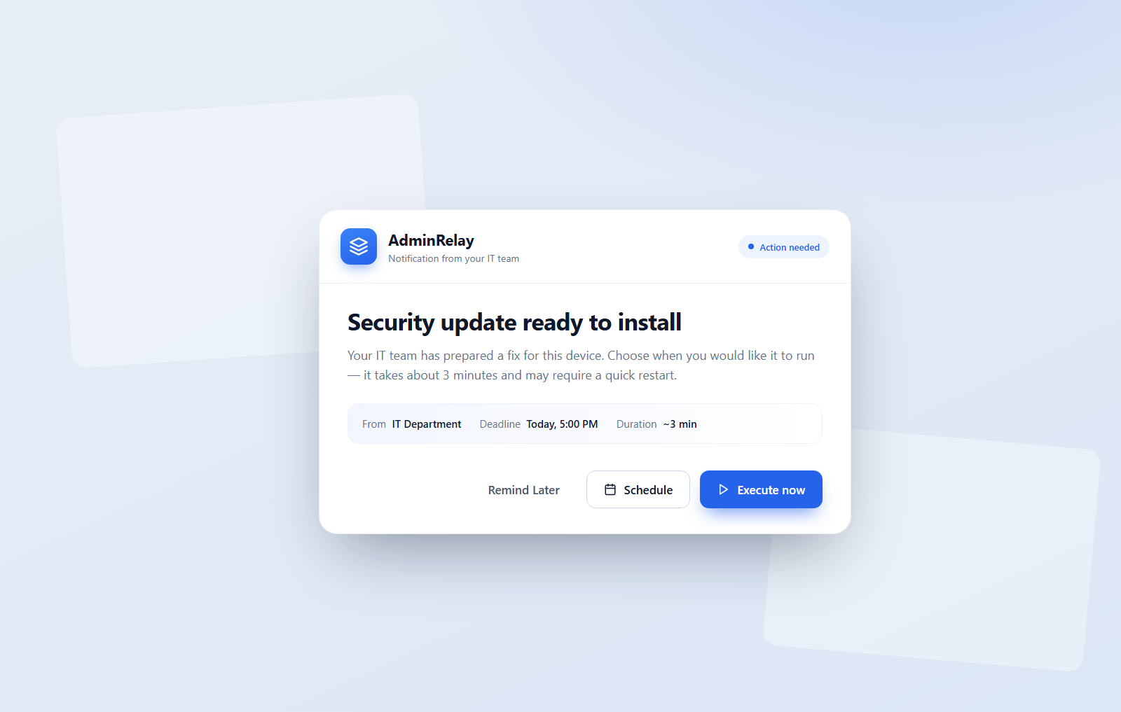The AdminRelay confirmation prompt
